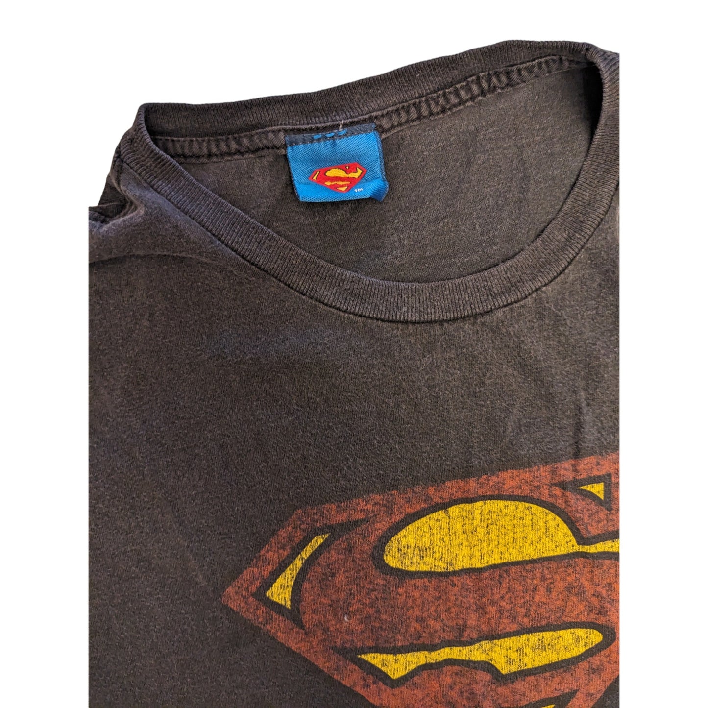 Superman T Shirt Mens 2X Black Graphic Tee Vintage Style DC Comics Short Sleeve