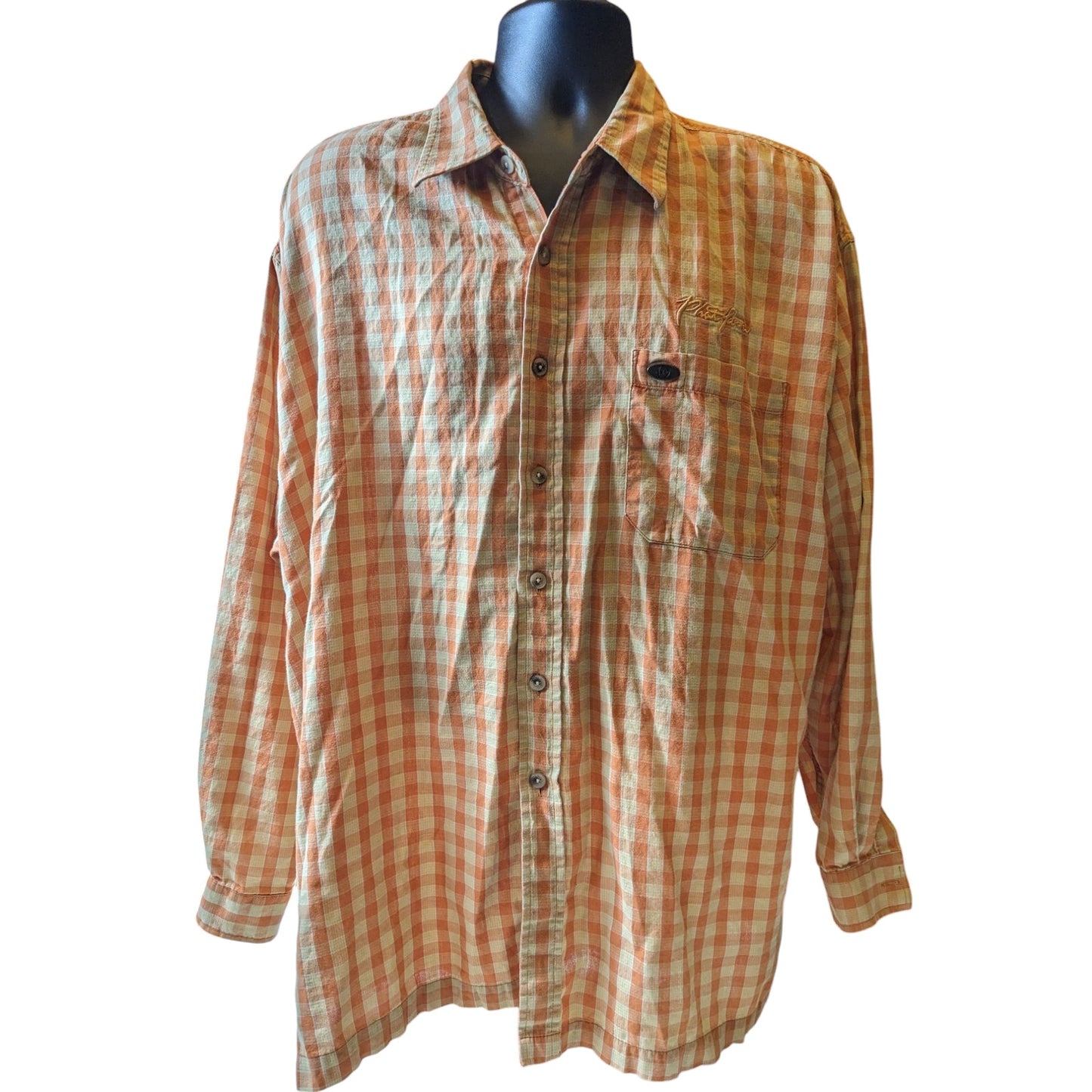 Vintage Phat Farm Shirt Mens XL Button Up Plaid Long Sleeve Checkered Streetwear