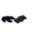 Native American Zuni Hand Carved Bear Alligator Fetishes Black Stone Turquoise