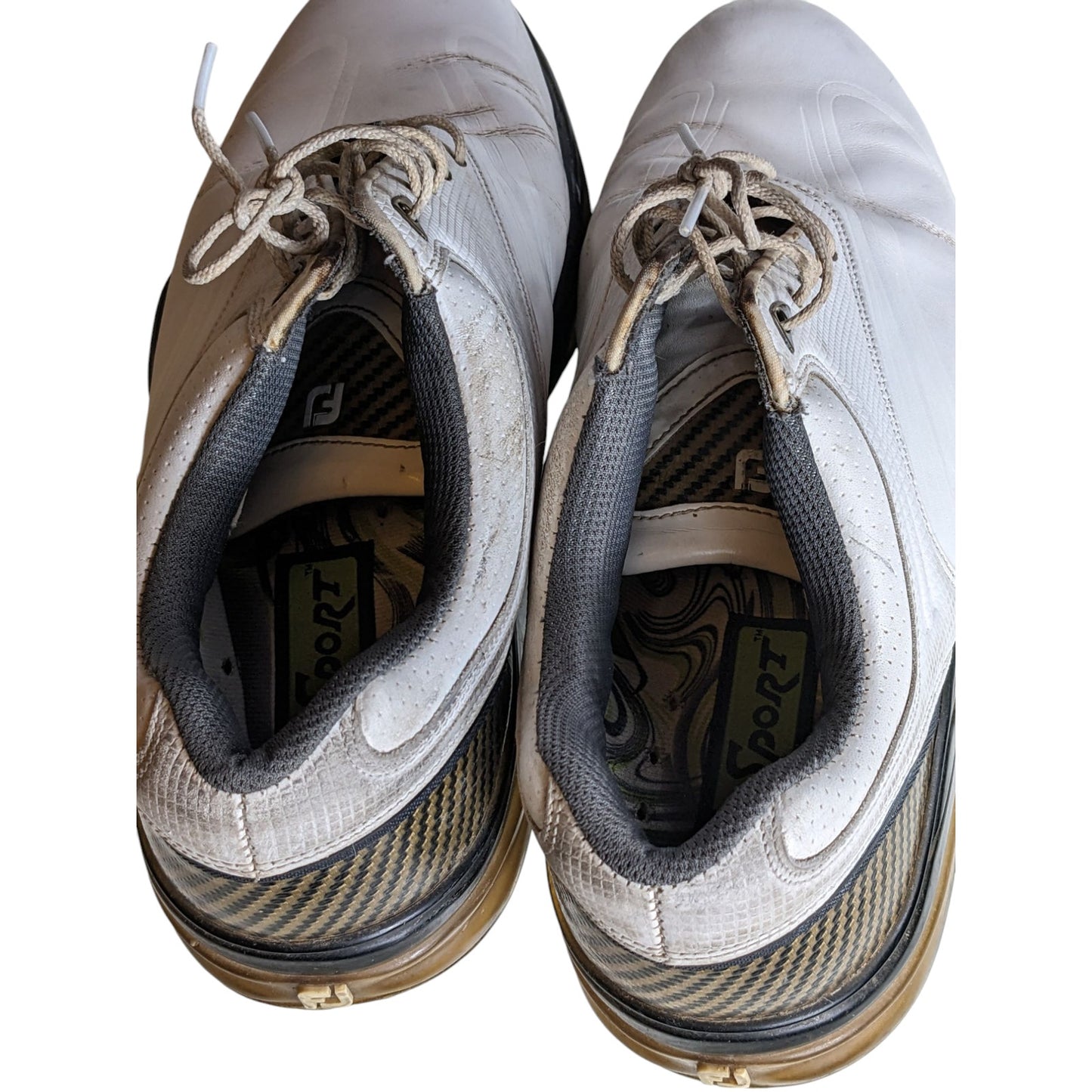FootJoy Golf Shoes Mens 10W White Leather Classic Spiked Cleats Flex Zone 53163