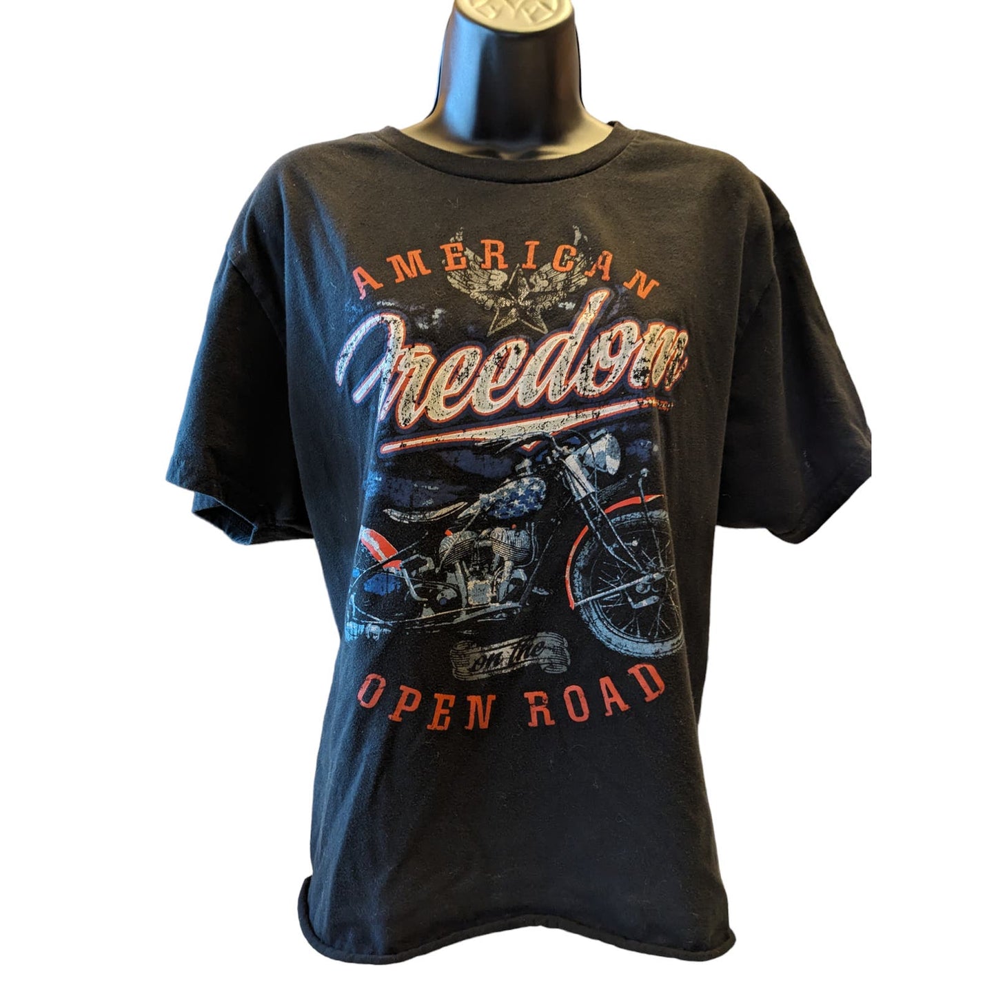 Vintage American Freedom On The Open Road Celebrate Patriotic Womens XL Biker