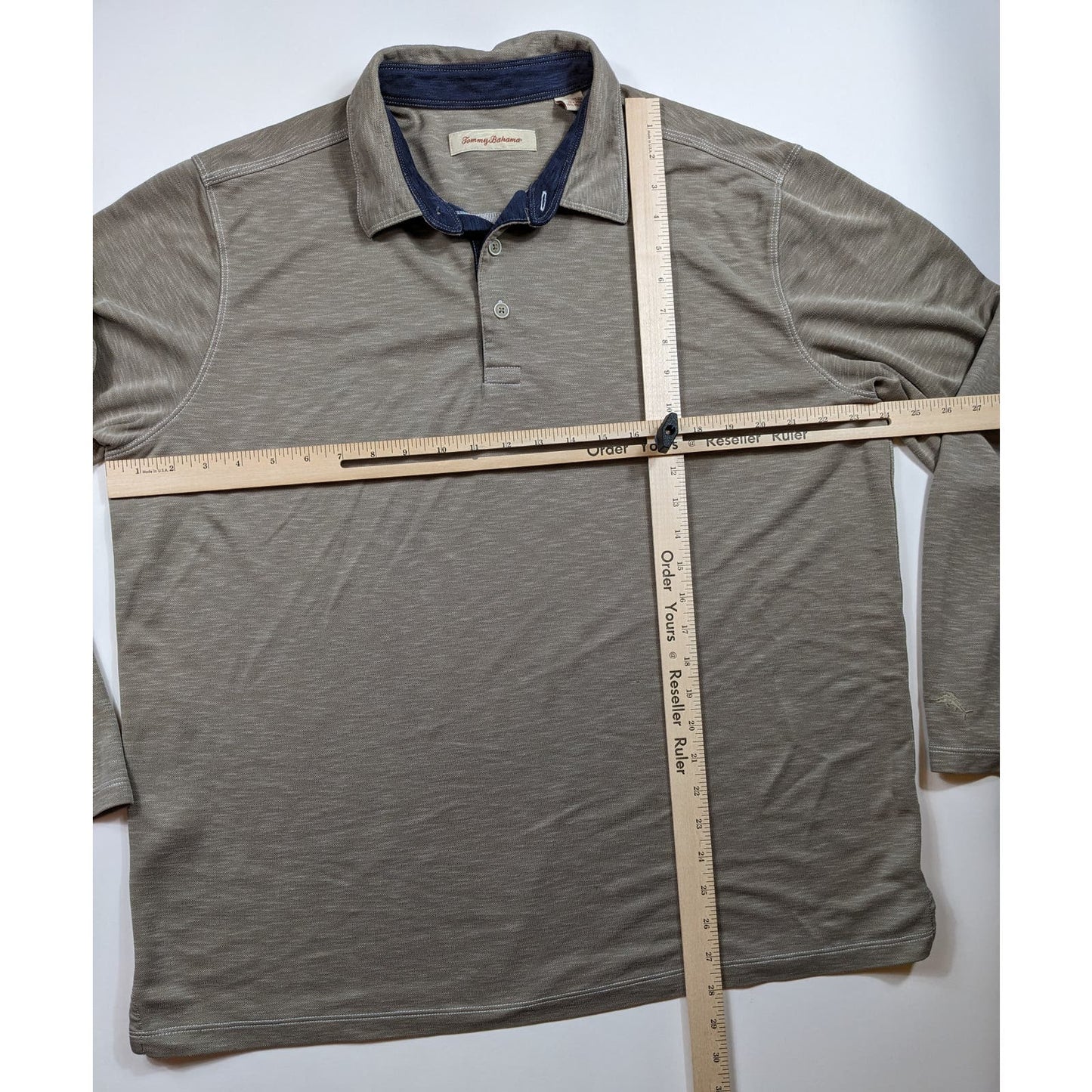 Tommy Bahama Polo Shirt Long Sleeve Mens XL Denim Gray Modal Palmetto Paradise