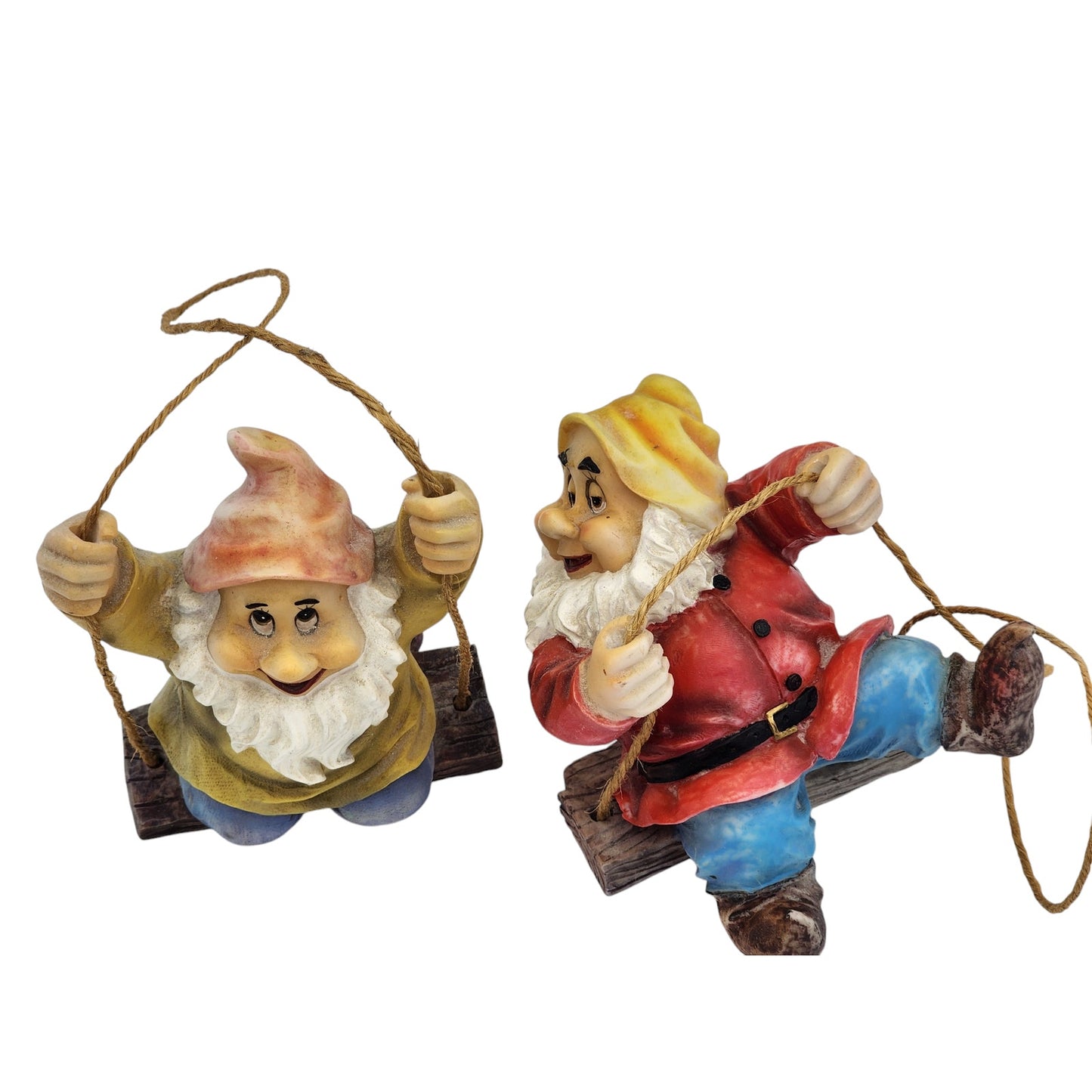 Disney Snow White Seven Dwarfs Swinging Figures Pair Whimsical Happy Bashful
