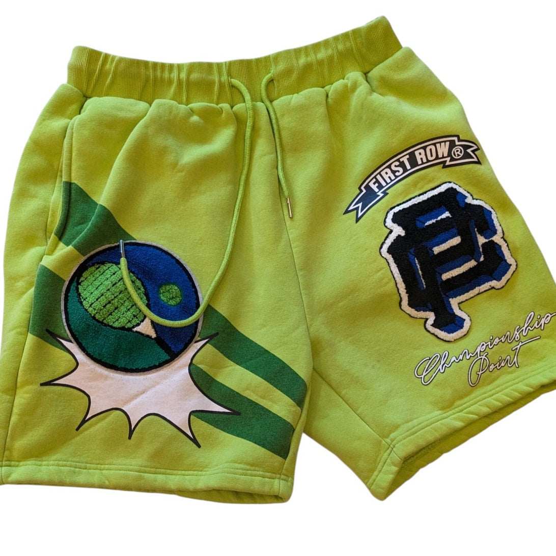 First Row Shorts Mens XL Neon Graphic Streetwear Hip Hop Style Drawstring Bold