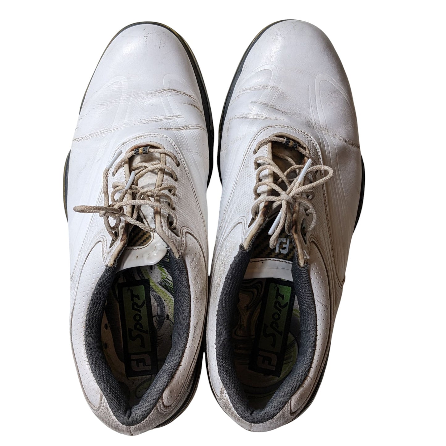 FootJoy Golf Shoes Mens 10W White Leather Classic Spiked Cleats Flex Zone 53163
