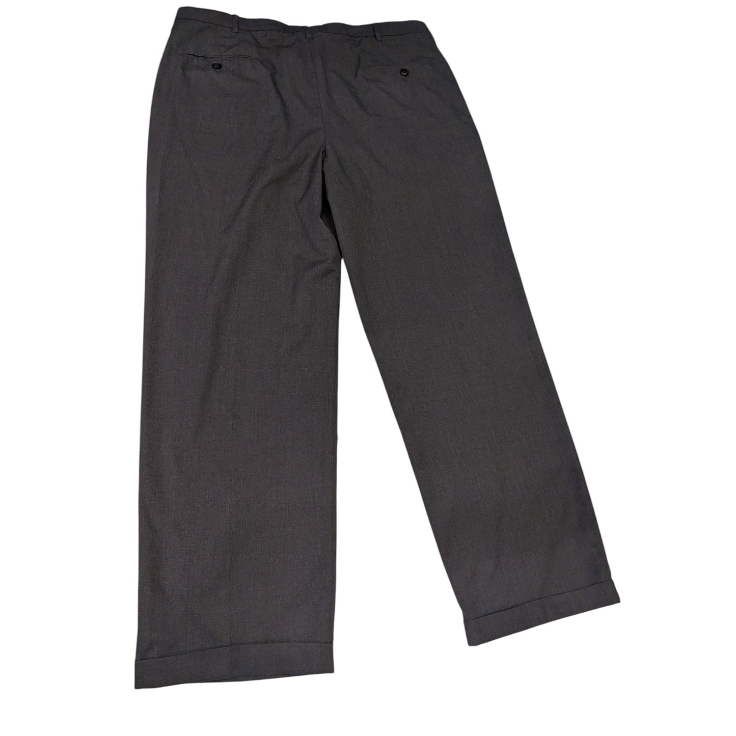 Haggar Pants Mens 38x32 Gray Dress Slacks Pleated Front Cuffed Hem Classic Fit