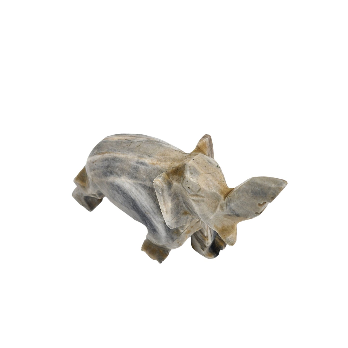 Stone Elephant Figurine Statue Gray Wildlife Shelf Ornament Safari Animal Art 6"
