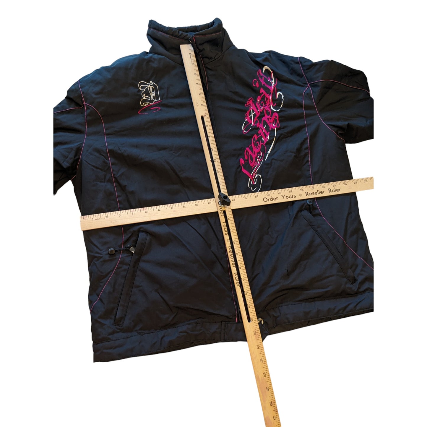 Drift Racing Jacket Womens Large Snowmobile Motorcycle Pink Embroidery Accents