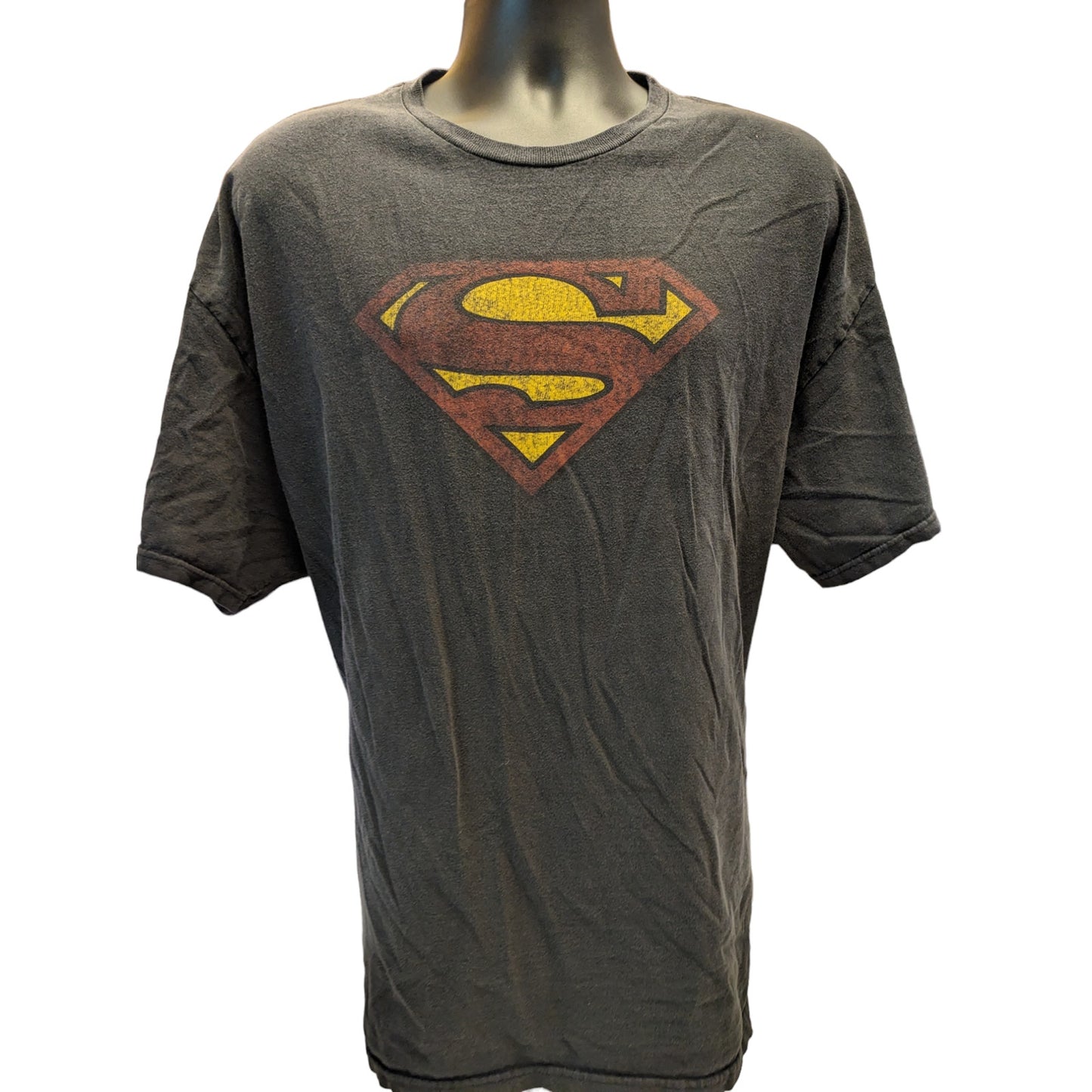 Superman T Shirt Mens 2X Black Graphic Tee Vintage Style DC Comics Short Sleeve