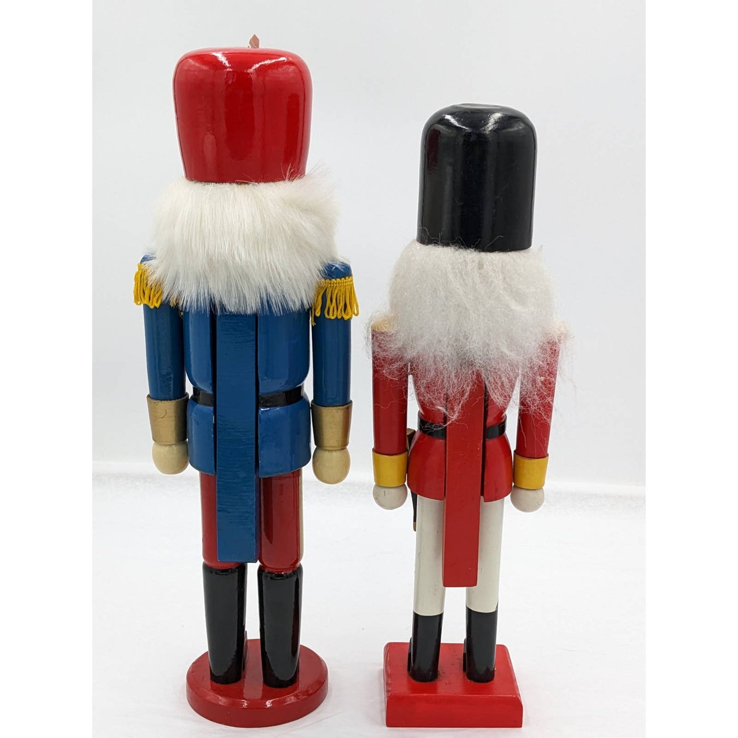 Vintage Nutcracker Set 2 Solder King Red/Black Red/Blue 13" And 15" Tall