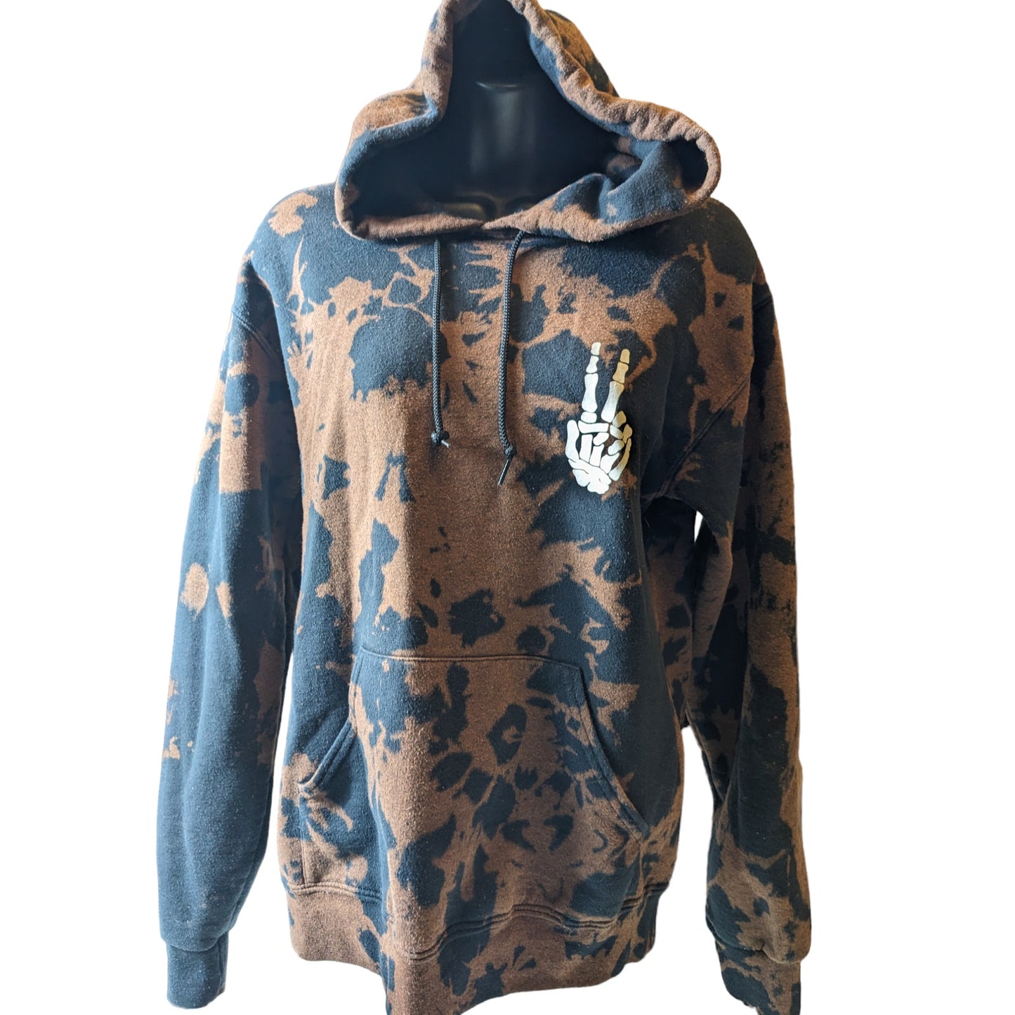 Bowery Supply Hoodie Men Small Tie Dye Style Skeleton Peace Pullover Sweatshirt