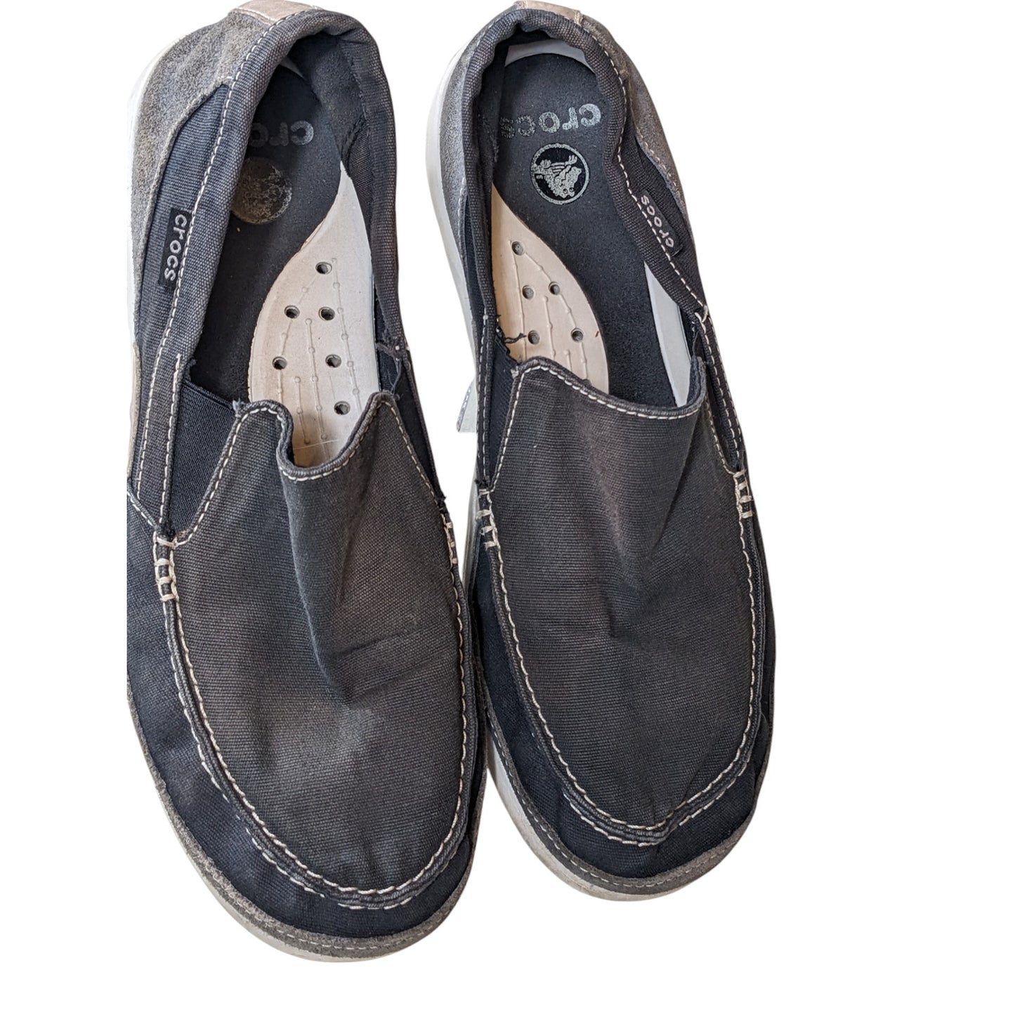 Crocs Shoes Mens 10 Canvas Slip On Loafers Comfort Lightweight Travel Boating