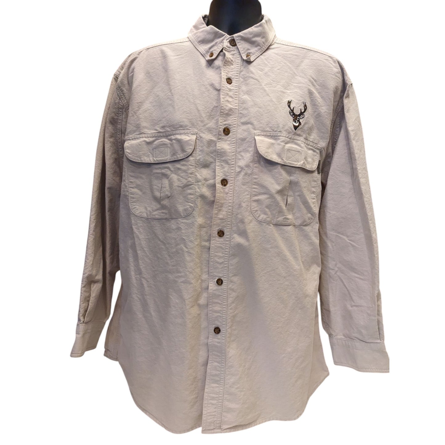 Woolrich Shirt Mens XL Hunting Button Up Deer Embroidered Workwear Vintage
