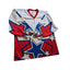 Projoy Hockey Jersey #8 Adult Large White Red Blue Stars Graphic Canada Vintage