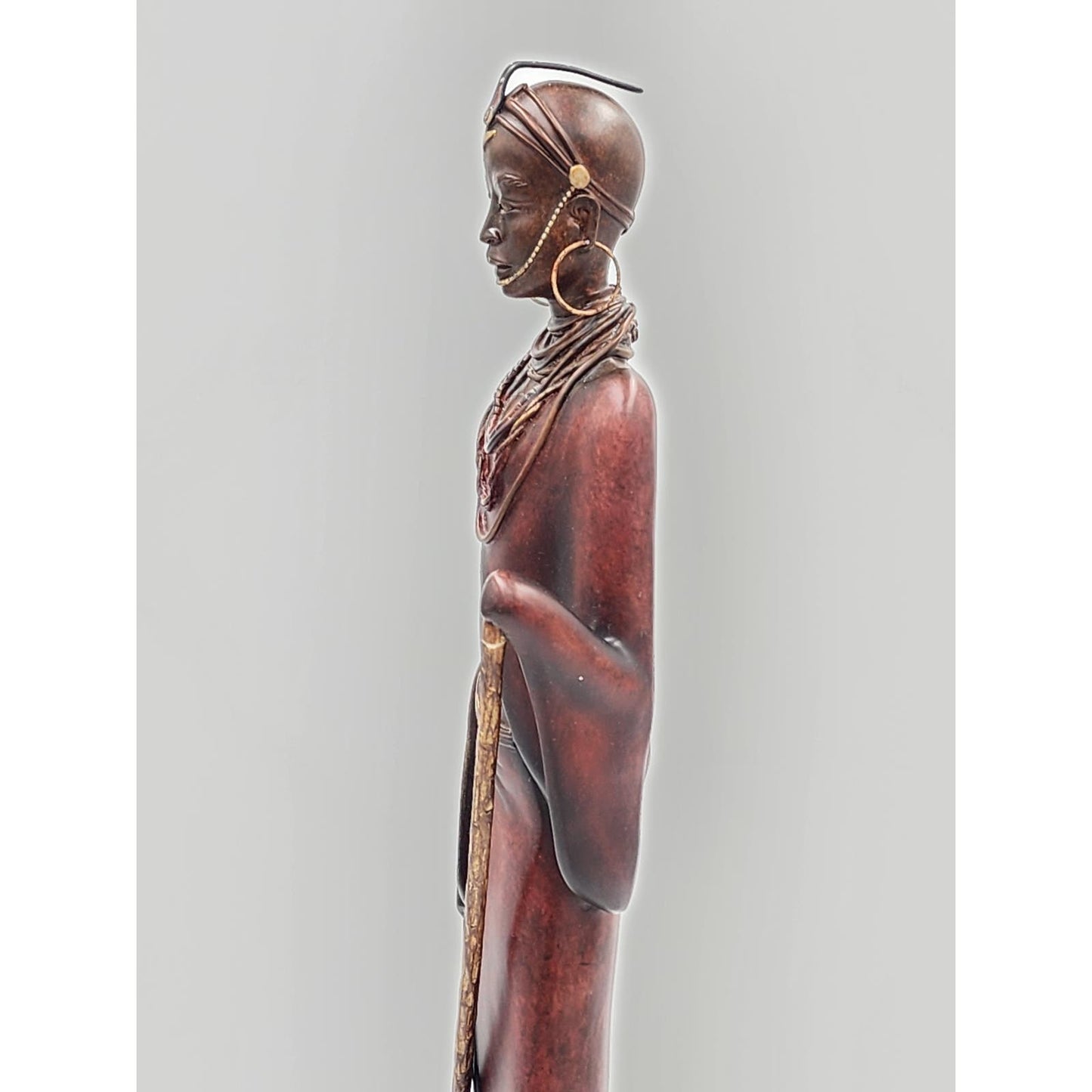 Stacy Bayne African Sculpture Village Life Jaha One Dignity Bronze Patina 21"