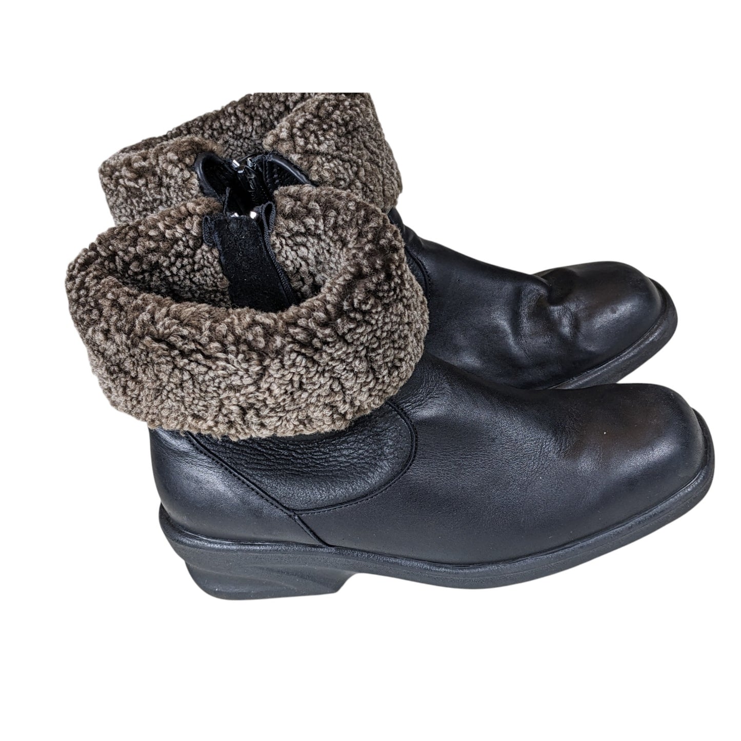 Toe Warmers Boots Womens 9 WW Leather Winter Snow Faux Sherpa Lined Anti Slip