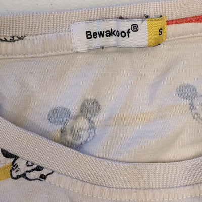 Bewakoof Mickey Mouse Faces Graphic T Shirt Women Small Disney Tee Cartoon Print