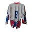 Projoy Hockey Jersey #8 Adult Large White Red Blue Stars Graphic Canada Vintage
