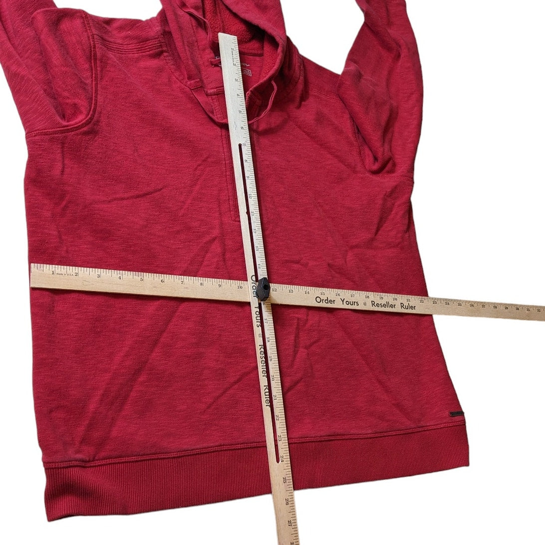 Eddie Bauer Hoodie Sweatshirt Womens XL Red Pullover Henley Style Drawstring