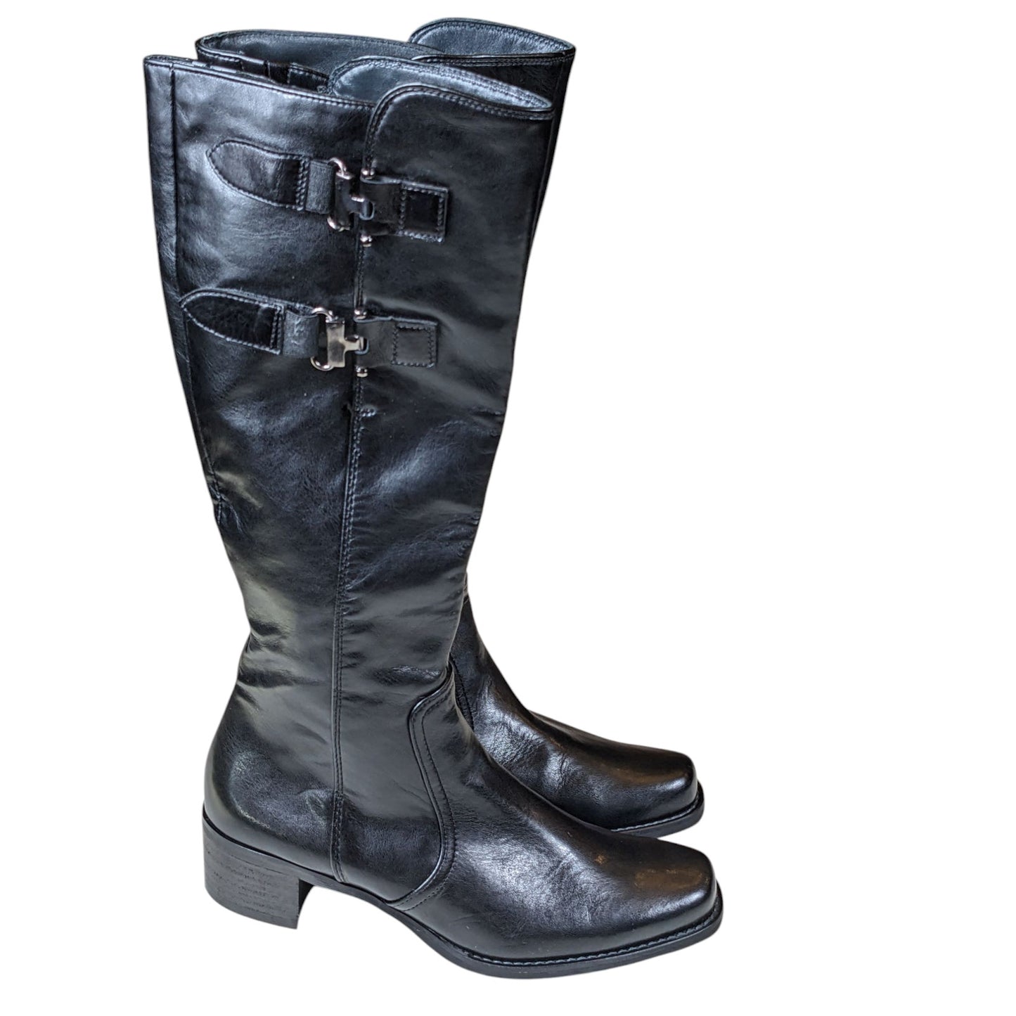 Paul Green Boots Womens 6.5 Leather Knee High Tall Riding Buckle Equestrian