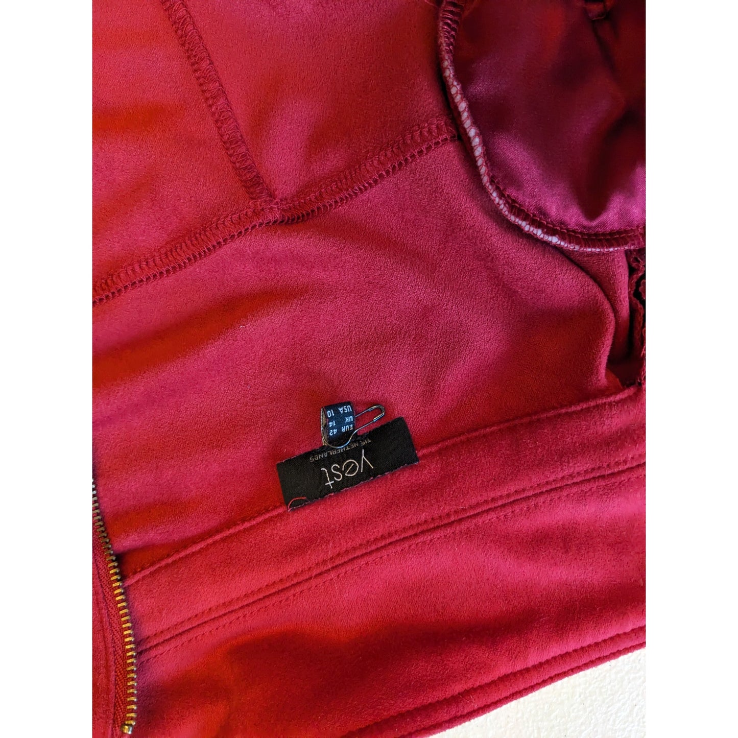 Yest Jacket Womens 10 Red Full Zip Up Stylish Lightweight Outerwear Chic Pockets