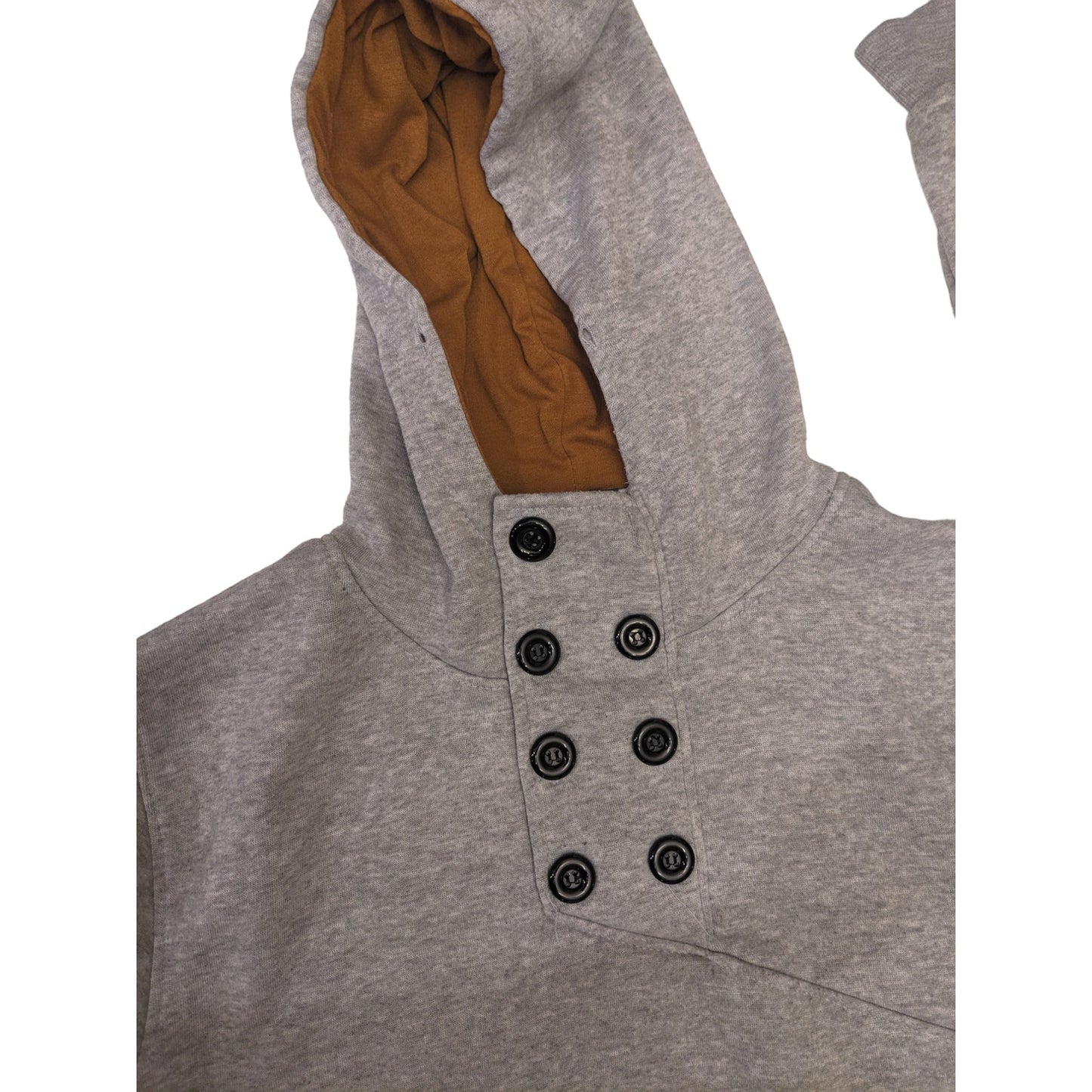 SPOP Hoodie Sweatshirt Womens XXL Pullover Buttons Gray Brown Athleisure Urban