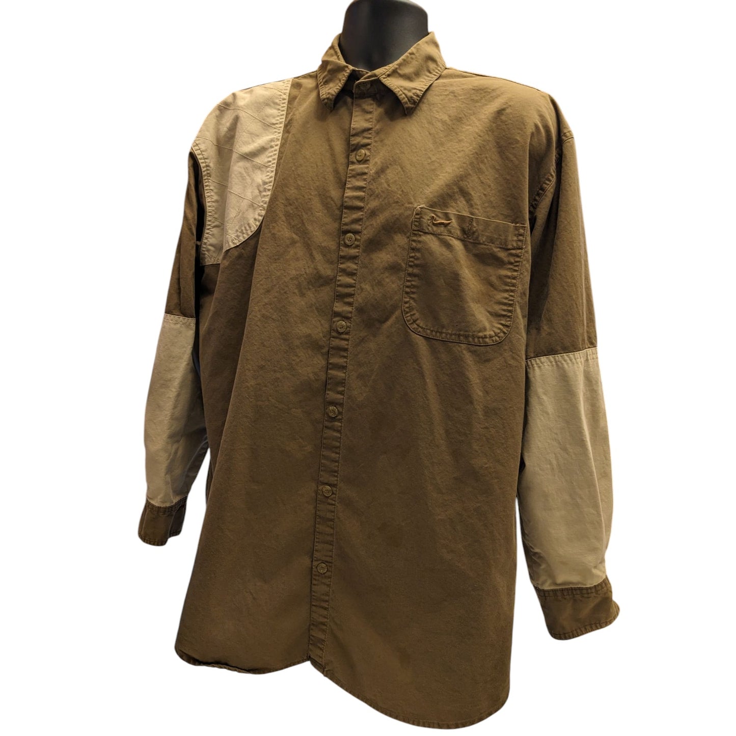 Vintage Duxbak Shirt Mens XL Hunting Long Sleeve Shooting Patch Work Outdoorsman