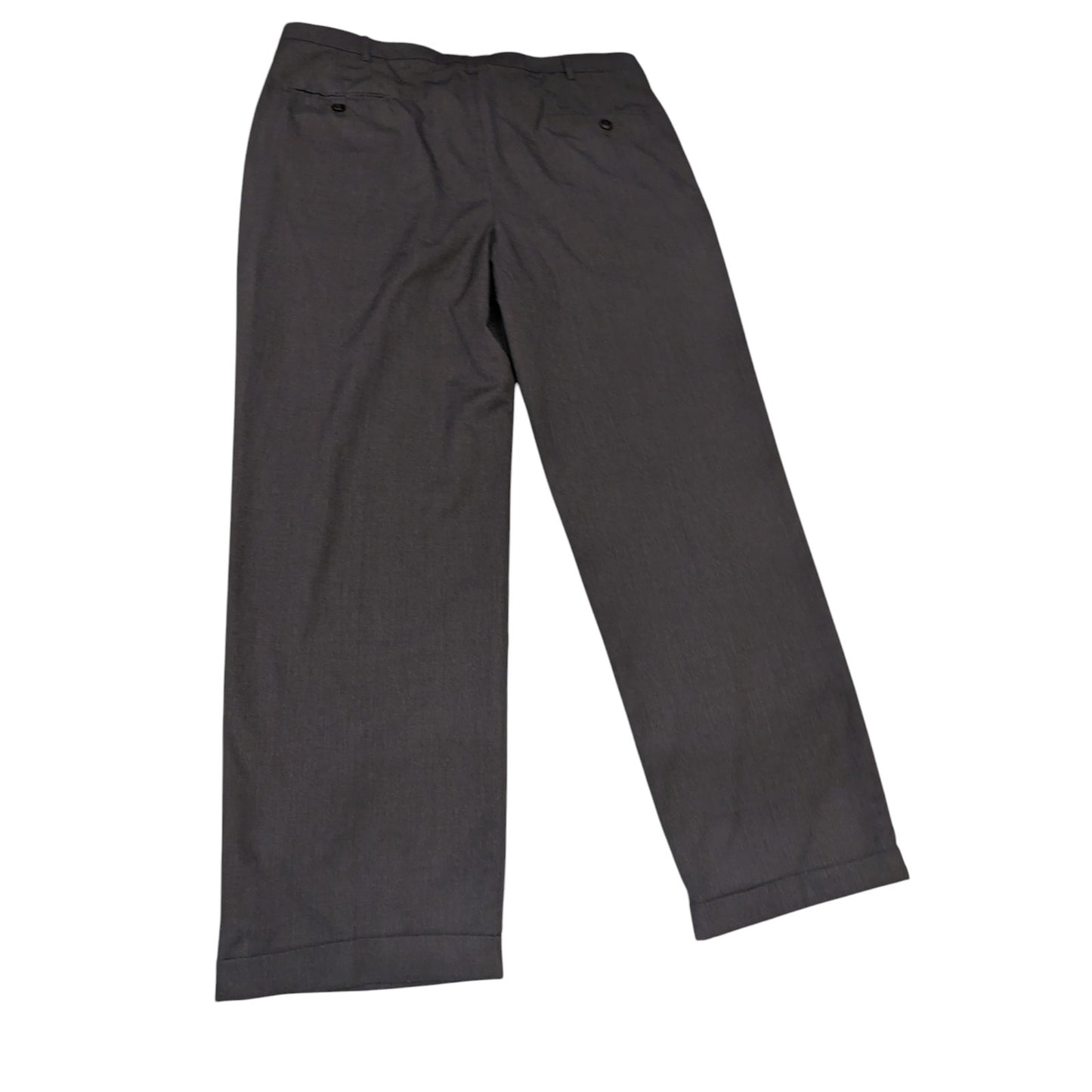 Haggar Pants Mens 38x32 Gray Dress Slacks Pleated Front Cuffed Hem Classic Fit