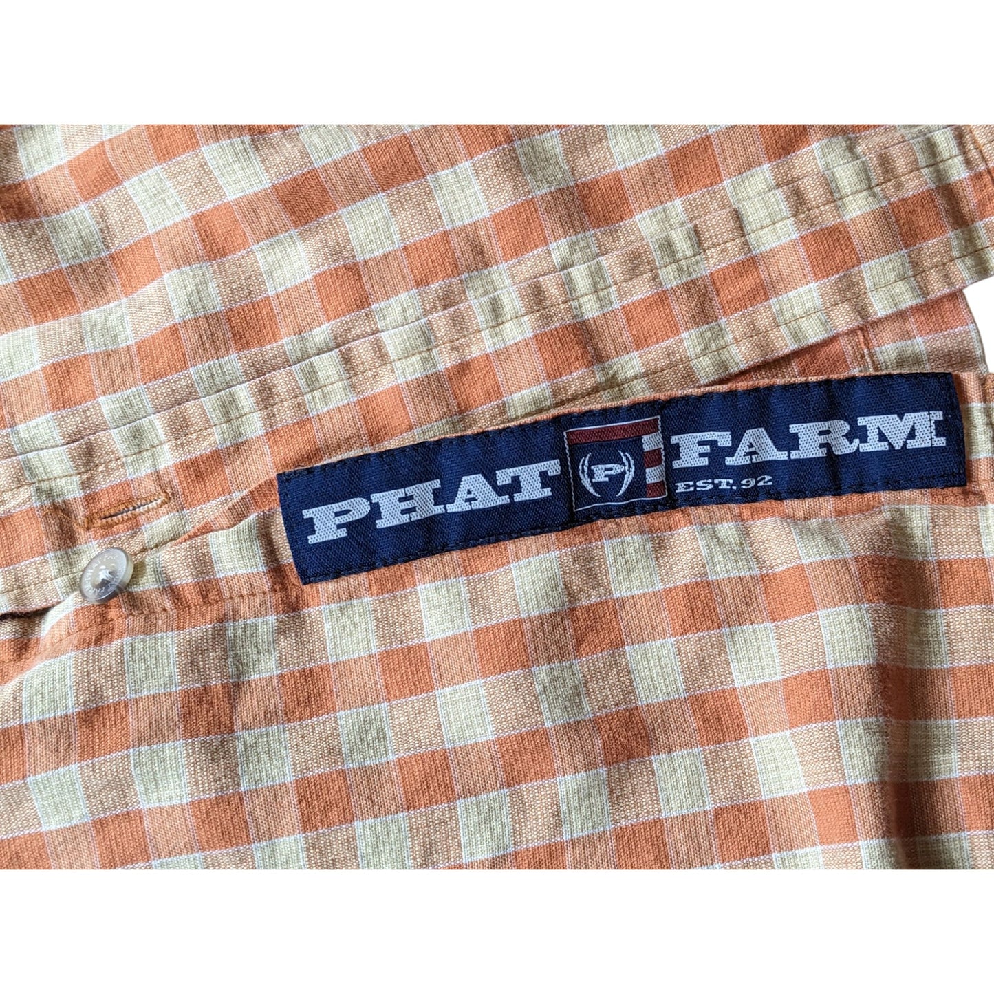 Vintage Phat Farm Shirt Mens XL Button Up Plaid Long Sleeve Checkered Streetwear