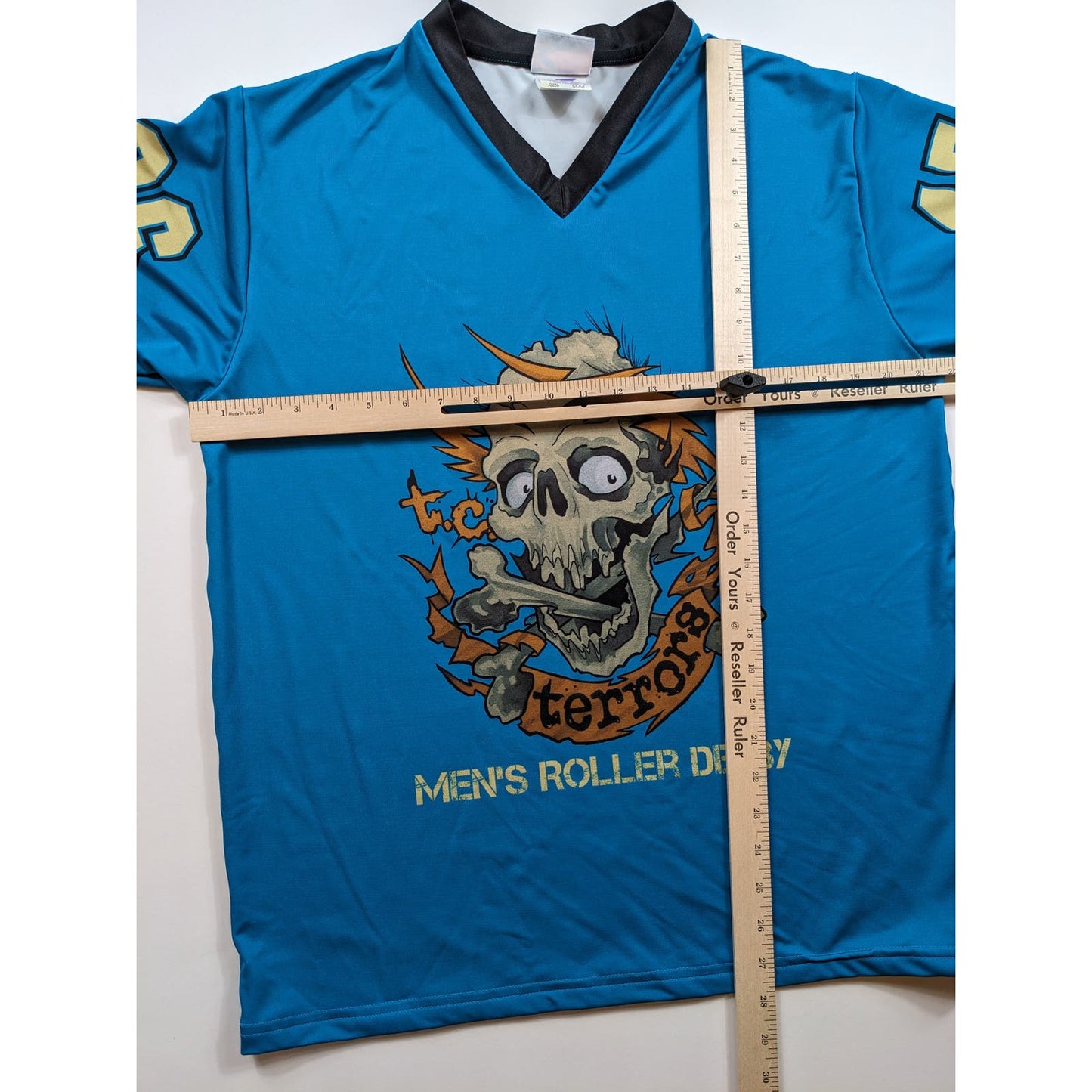 Sports Jersey Vintage Mens Roller Derby Medium Short Sleeve Graphic Zombie Skull