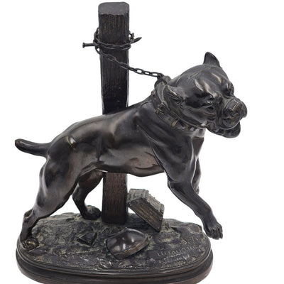 Lecourtier Signed Bronze Bulldog Sculpture French Animalier Statue Vintage 11"