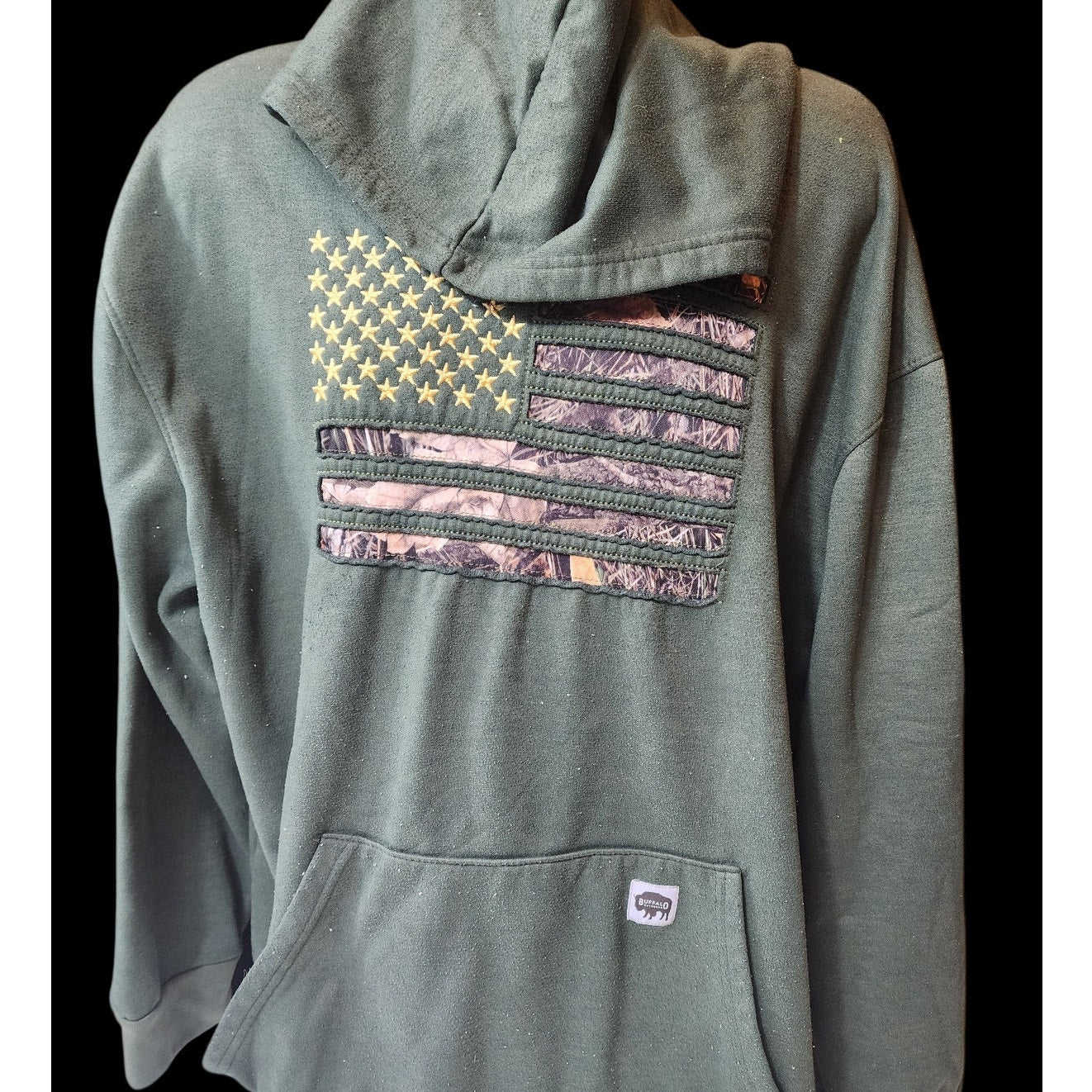 Buffalo Outdoors Hoodie 3XL Camo USA American Flag Pullover Sweatshirt Patriotic