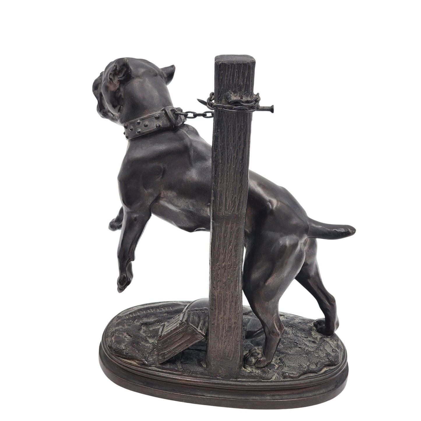 Lecourtier Signed Bronze Bulldog Sculpture French Animalier Statue Vintage 11"