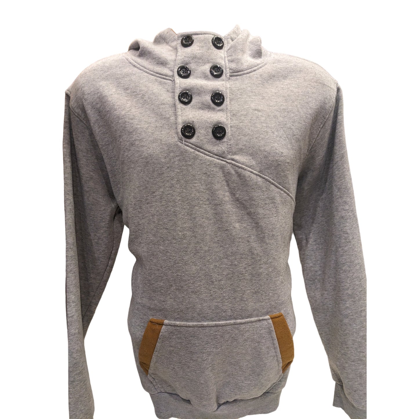 SPOP Hoodie Sweatshirt Womens XXL Pullover Buttons Gray Brown Athleisure Urban