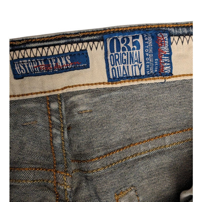 USTORM Jeans Mens Slim Fit 32x32 Blue Acid Wash Distressed Denim Retro Y2K Vibe