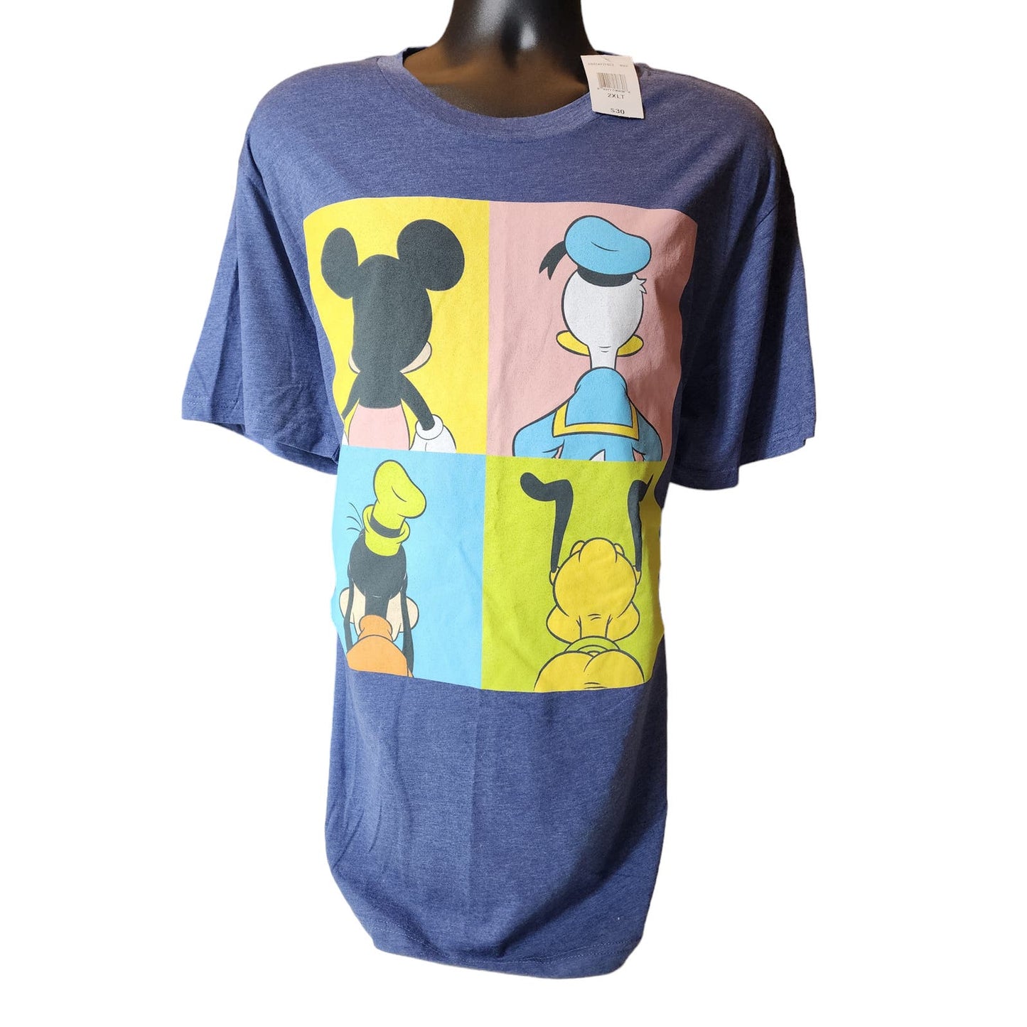 Disney T Shirt Mens 2XLT Mickey Donald Goofy Pluto Graphic Tee Retro Animated