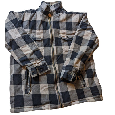 Field N Forest Sherpa Flannel Jacket Men XLT Zip BuffaloPlaid Lumberjack Shacket