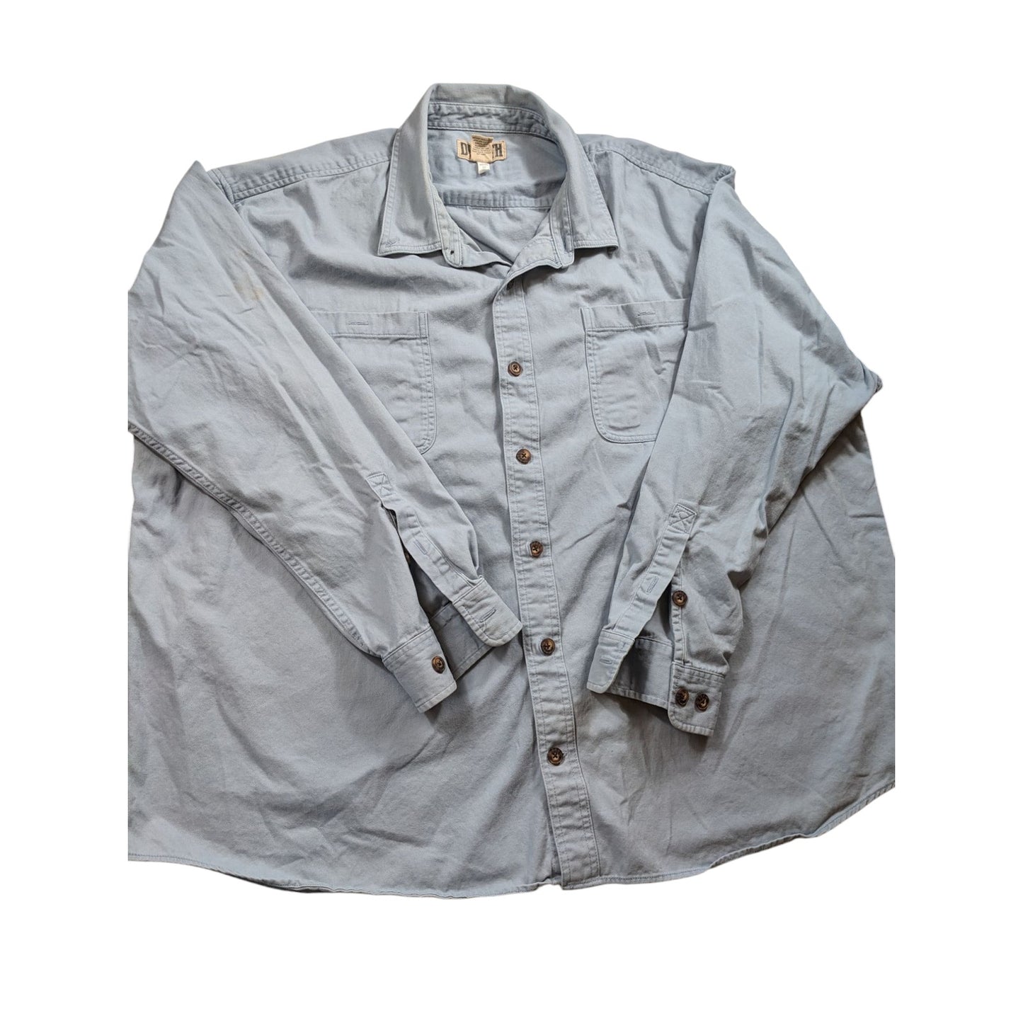 Duluth Trading Shirt Men 3XL Button Up Long Sleeve Workwear Chest Pockets Rugged