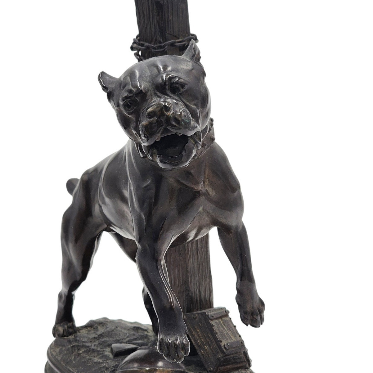 Lecourtier Signed Bronze Bulldog Sculpture French Animalier Statue Vintage 11"