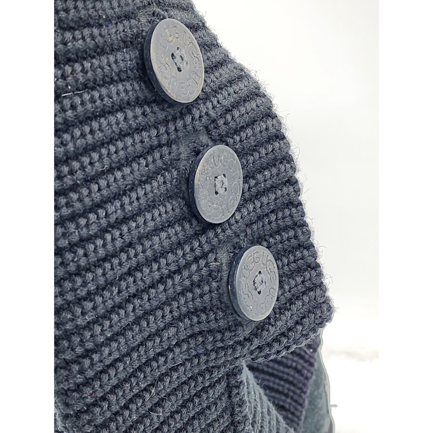 Ugg Boots Women Classic Cardy Winter Knitted Size 7 Black 5819 Mid Calf To Tall