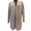 Andrea Behar Womens Large Beige Ribbed Knit Long Cardigan Sweater V Neck Cozy
