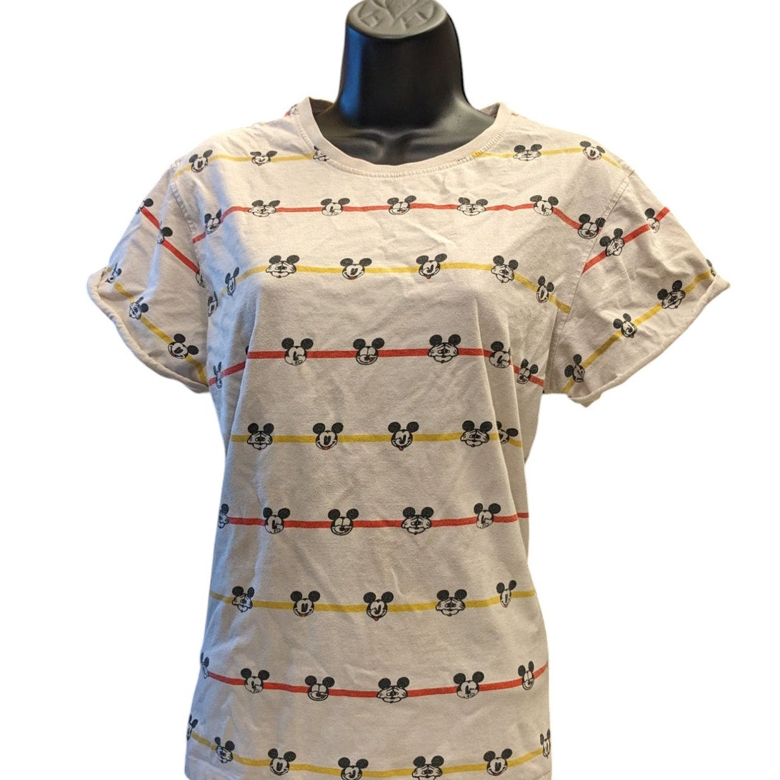 Bewakoof Mickey Mouse Faces Graphic T Shirt Women Small Disney Tee Cartoon Print