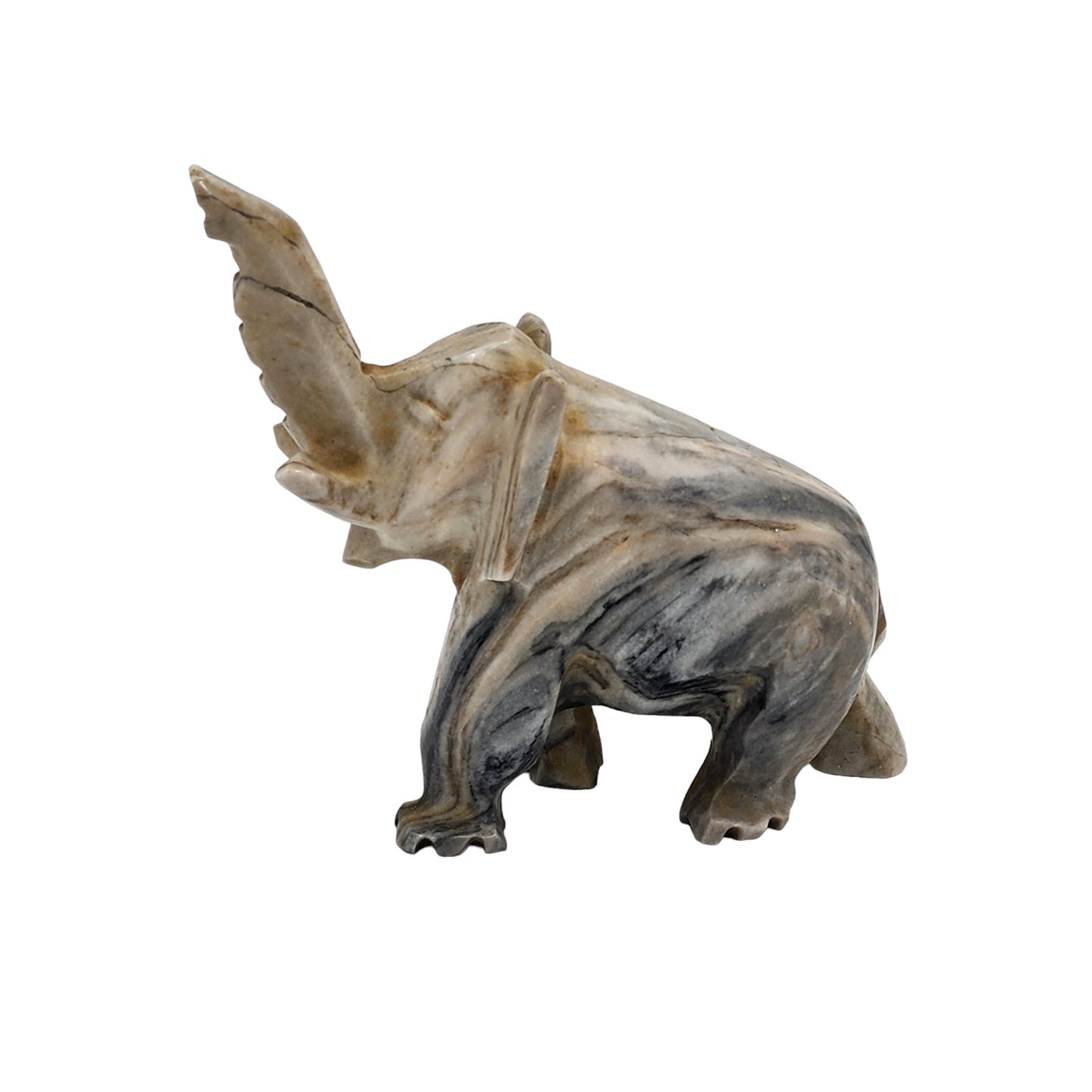 Stone Elephant Figurine Statue Gray Wildlife Shelf Ornament Safari Animal Art 6"