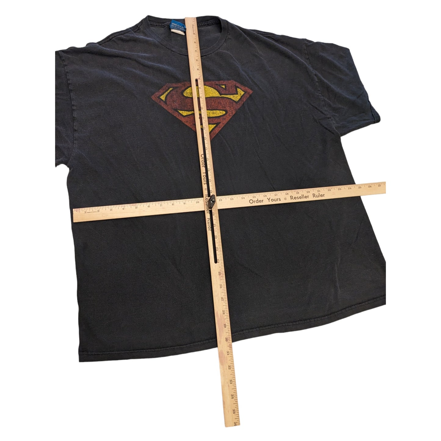 Superman T Shirt Mens 2X Black Graphic Tee Vintage Style DC Comics Short Sleeve