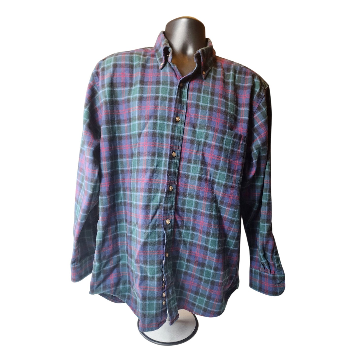 Pendleton Fireside Flannel Shirt Mens Large Wool Tartan Plaid Vintage Lumberjack