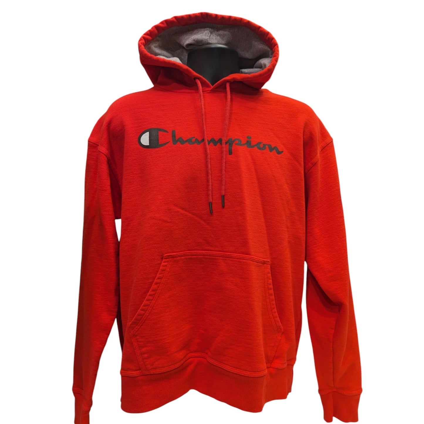 Champion Hoodie Mens Large Red Athleticwear Logo Pullover Sweatshirt Kangaroo