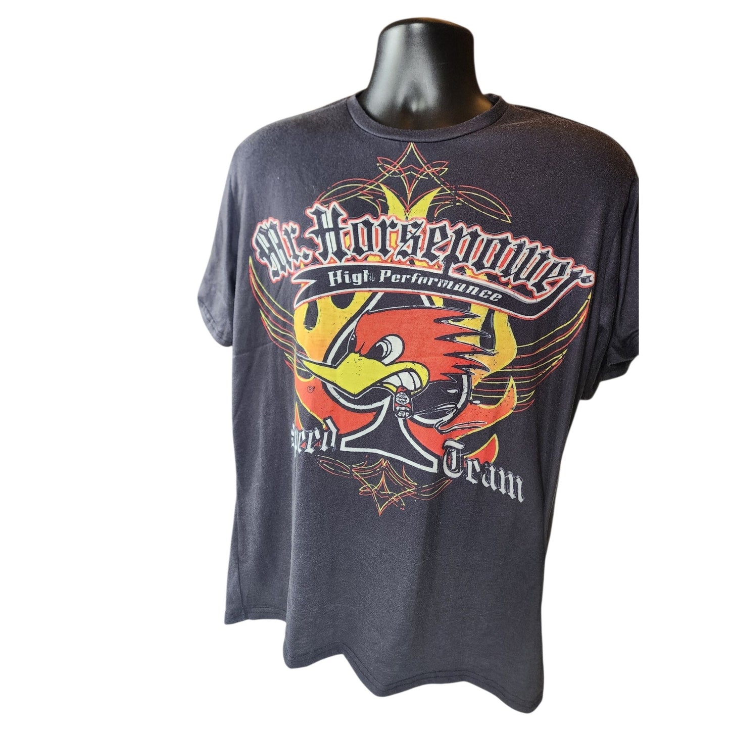 Mr Horsepower Speed Team Graphic T Shirt Mens Large Womens XL Flame Hot Rod Y2K