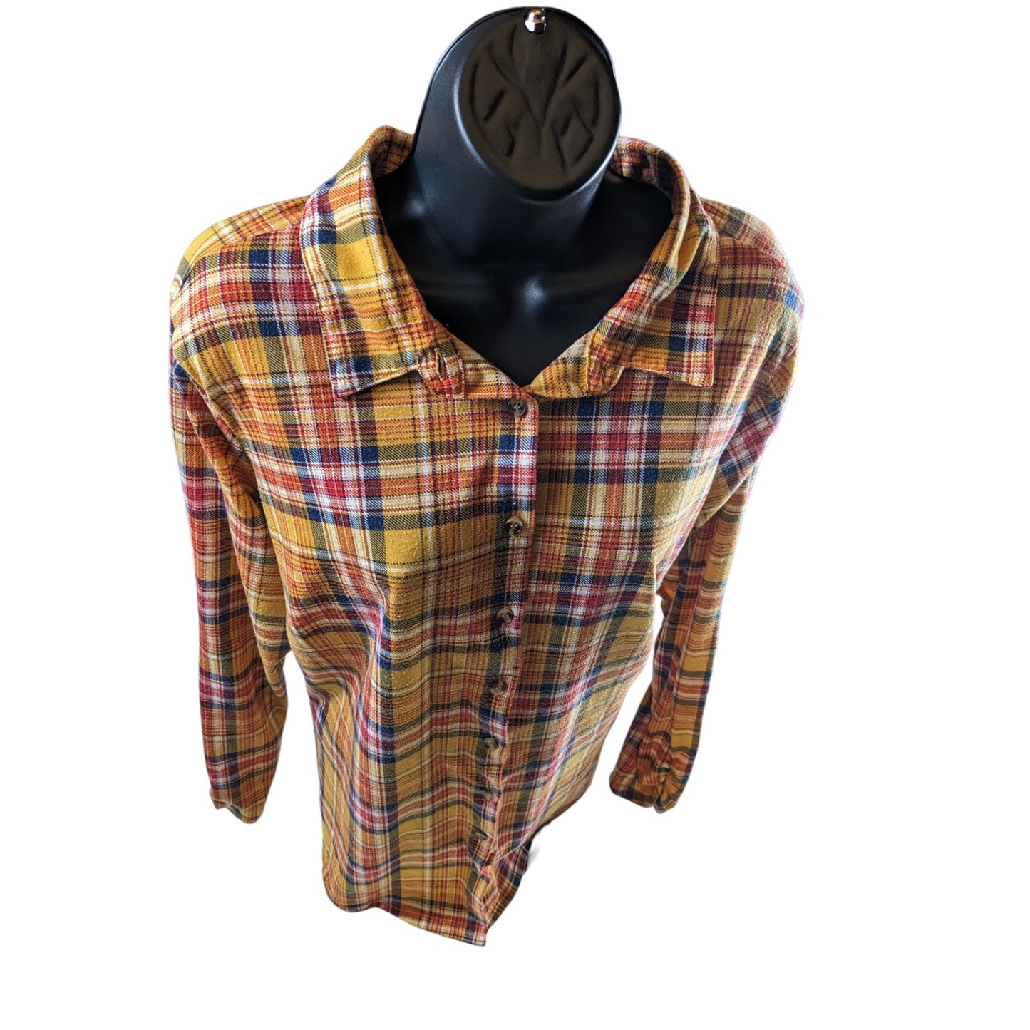 Bobbie Brooks Flannel Shirt Womens Plus 2X Long Sleeve Button Up Light Top Boho