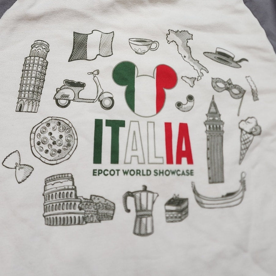 Disney Epcot World Showcase Italia Hoodie Medium Full Zip Sweatshirt Mickey Gray