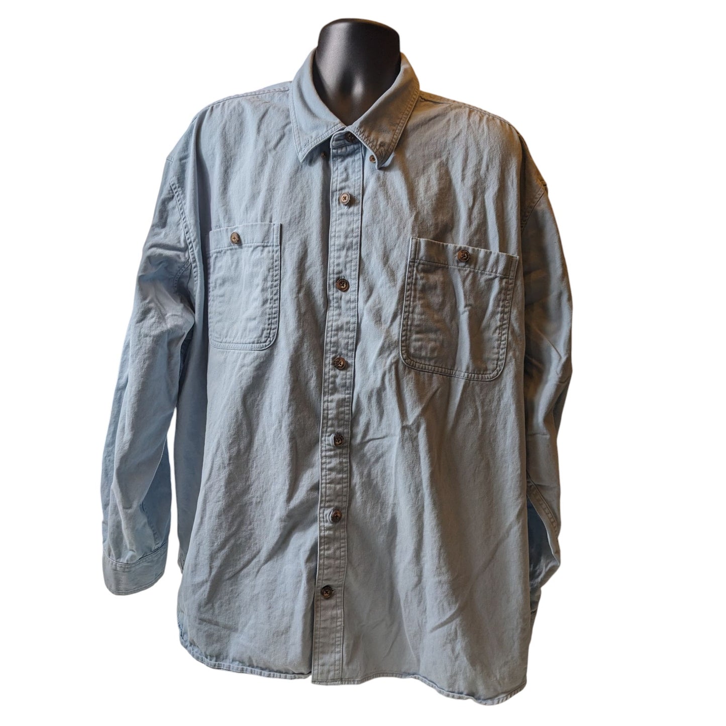 Duluth Trading Shirt Men 3XL Button Up Long Sleeve Workwear Chest Pockets Rugged